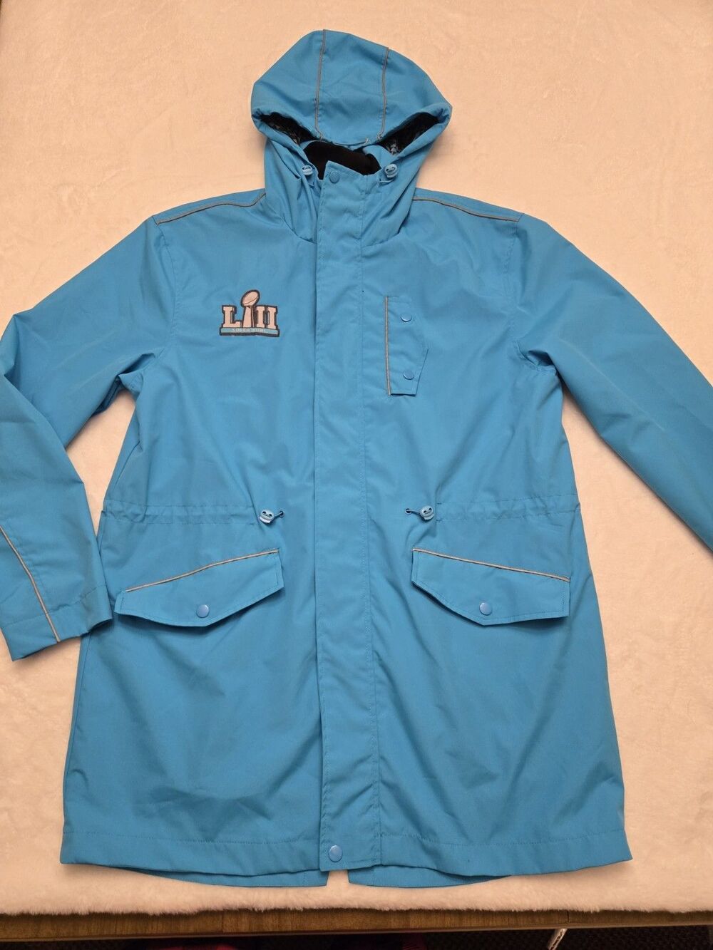 NFL Super Bowl LII Media Parka Blue Minnesota Vikings Football Coat Size Small L